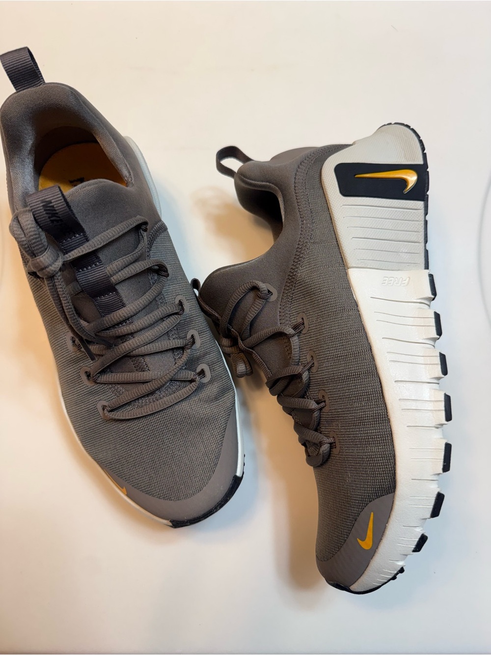 Nike Gray Athletic Sneakers with Orange Swoosh Accents - Picture 3 of 8